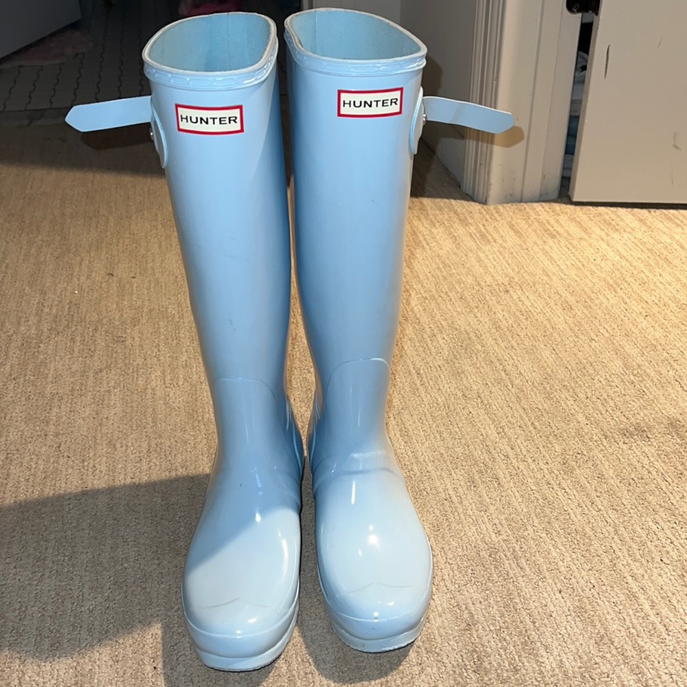 Hunter rain boots light blue